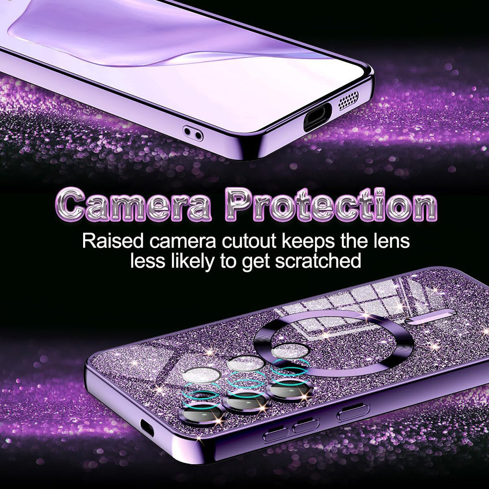 MagSafe Case for Samsung Galaxy S24 Ultra S928, Techsuit, Luxury Glitter, Dark Purple