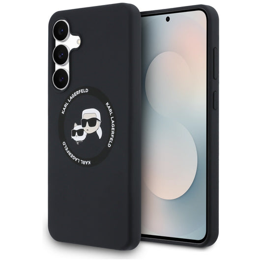 Θήκη MagSafe για Samsung Galaxy S25 FE, Karl Lagerfeld, Σιλικόνη Karl & Choupette's Heads, Μαύρη