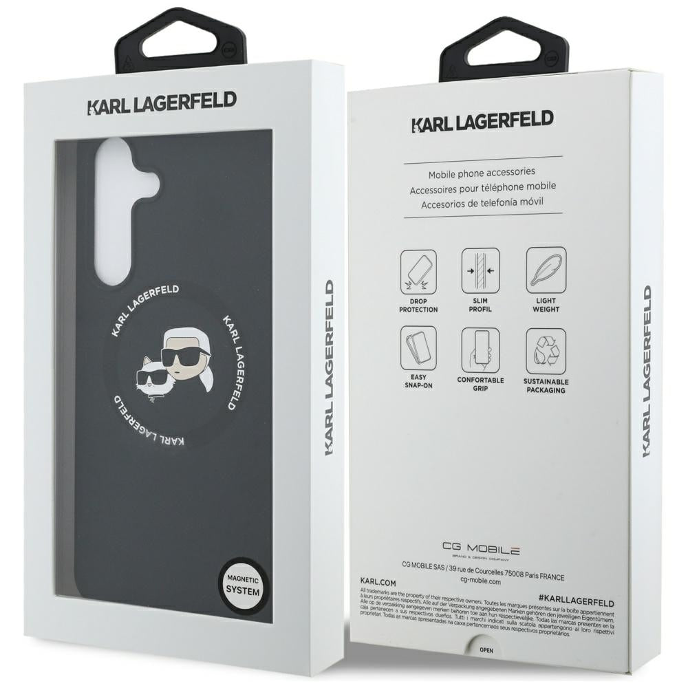 MagSafe Case for Samsung Galaxy S25 FE, Karl Lagerfeld, Silicone Karl & Choupette's Heads, Black