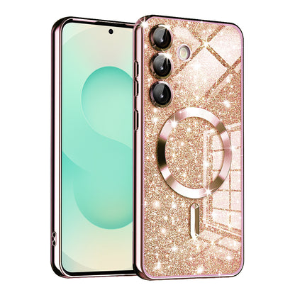 MagSafe Case for Samsung Galaxy S25+ S936, Techsuit, Luxury Glitter, Rose Gold