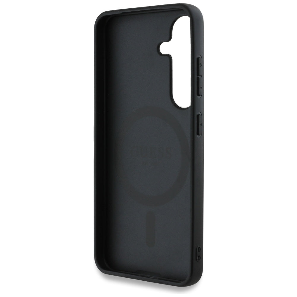Θήκη MagSafe για Samsung Galaxy S25 S931, Guess, Grained Flowers, Μαύρη