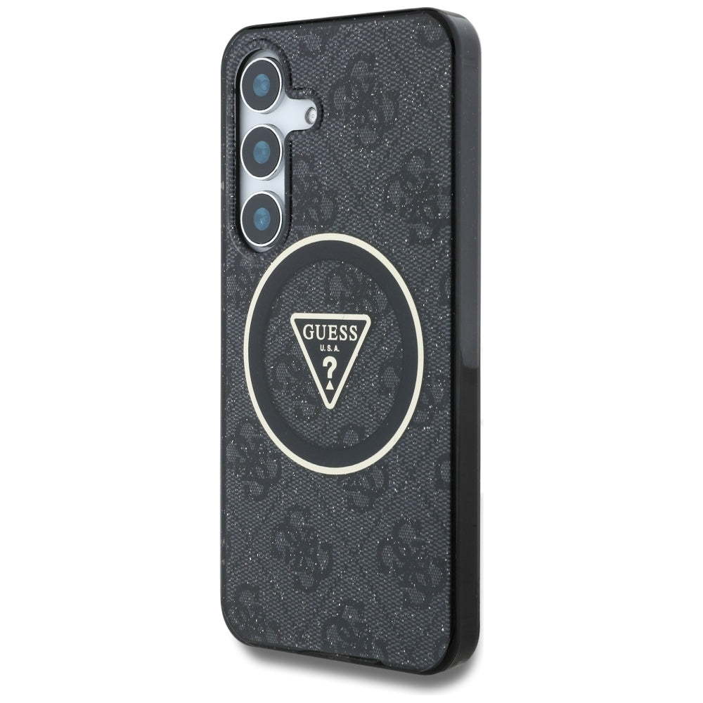 Θήκη MagSafe για Samsung Galaxy S25 S931, Guess, IML Glitter 4G Circle Triangle, Μαύρη