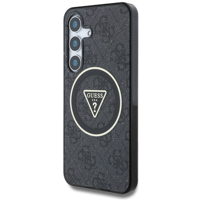 Θήκη MagSafe για Samsung Galaxy S25 S931, Guess, IML Glitter 4G Circle Triangle, Μαύρη