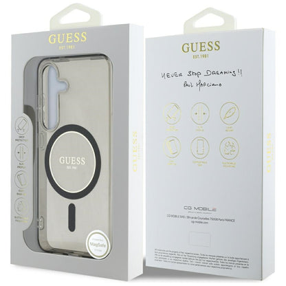 MagSafe Case for Samsung Galaxy S25 S931, Guess, IML Glitter Circle, Black