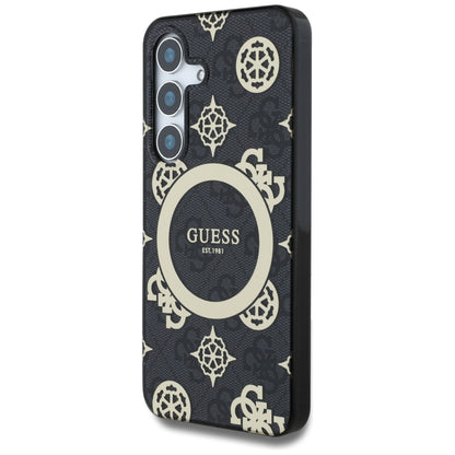 MagSafe Case for Samsung Galaxy S25 S931, Guess, IML Peony On 4G Background, Black