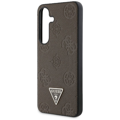 Θήκη MagSafe για Samsung Galaxy S25 S931, Guess, Peony Grained Hot Stamp Triangle, Καφέ