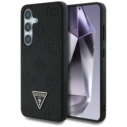 MagSafe Case for Samsung Galaxy S25 S931, Guess, Peony Grained Hot Stamp Triangle, Black
