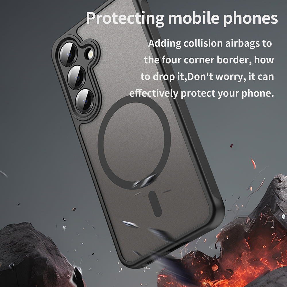 MagSafe Case for Samsung Galaxy S25 S931 / S24 S921, Techsuit, HaloFrost II Big Lens Hole, Black