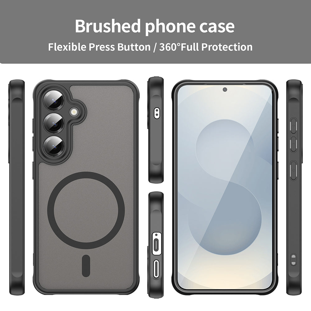 MagSafe Case for Samsung Galaxy S25 S931 / S24 S921, Techsuit, HaloFrost II Big Lens Hole, Black