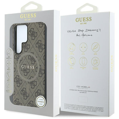MagSafe Case for Samsung Galaxy S25 Ultra S938, Guess, 4G Ring Classic Logo, Brown