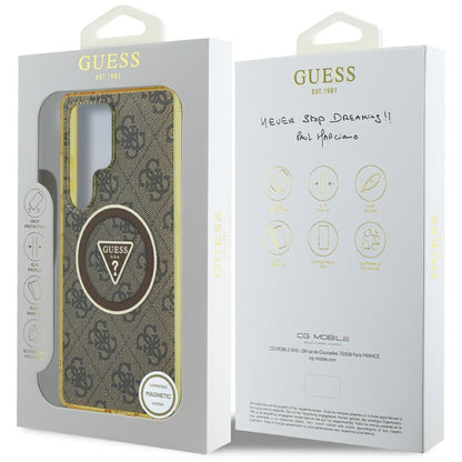 MagSafe Case for Samsung Galaxy S25 Ultra S938, Guess, IML Glitter 4G Circle Triangle, Brown