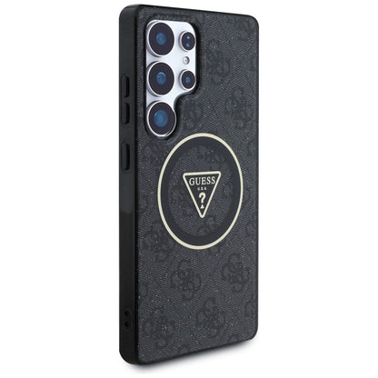 MagSafe Case for Samsung Galaxy S25 Ultra S938, Guess, IML Glitter 4G Circle Triangle, Black