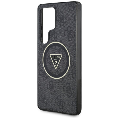 MagSafe Case for Samsung Galaxy S25 Ultra S938, Guess, IML Glitter 4G Circle Triangle, Black