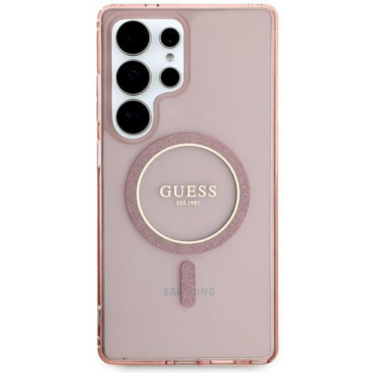 MagSafe Case for Samsung Galaxy S25 Ultra S938, Guess, IML Glitter Circle, Pink