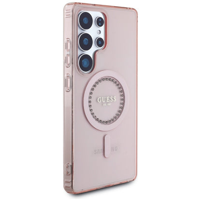 MagSafe Case for Samsung Galaxy S25 Ultra S938, Guess, IML Rhinestone, Pink