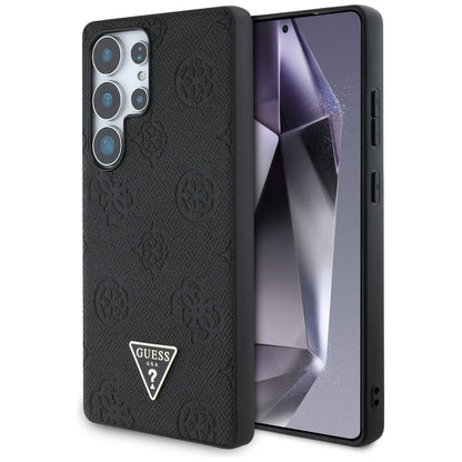 MagSafe Case for Samsung Galaxy S25 Ultra S938, Guess, Peony Grained Hot Stamp Triangle, Black