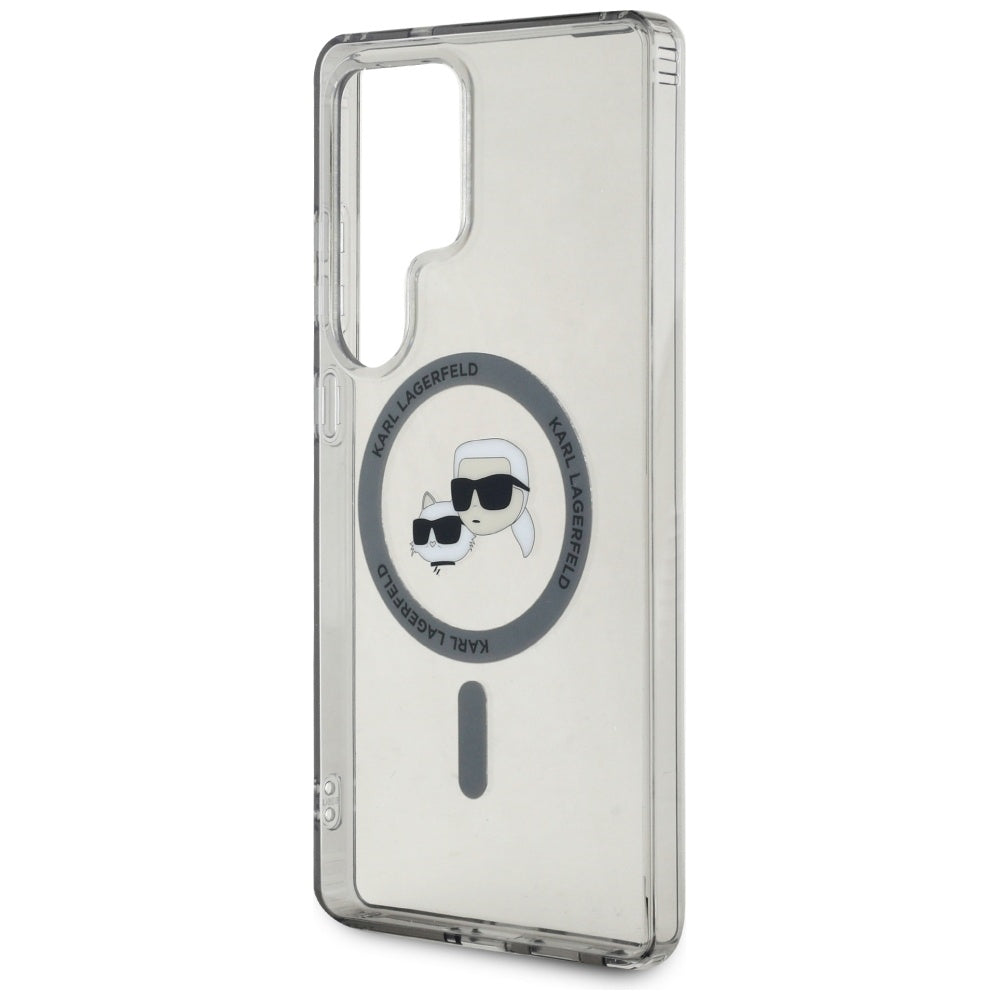 Θήκη MagSafe για Samsung Galaxy S25 Ultra S938, Karl Lagerfeld, IML Metal Karl & Choupette's Heads, Μαύρη