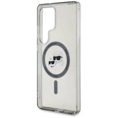 Θήκη MagSafe για Samsung Galaxy S25 Ultra S938, Karl Lagerfeld, IML Metal Karl & Choupette's Heads, Μαύρη