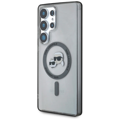Θήκη MagSafe για Samsung Galaxy S25 Ultra S938, Karl Lagerfeld, IML Metal Karl & Choupette's Heads, Μαύρη