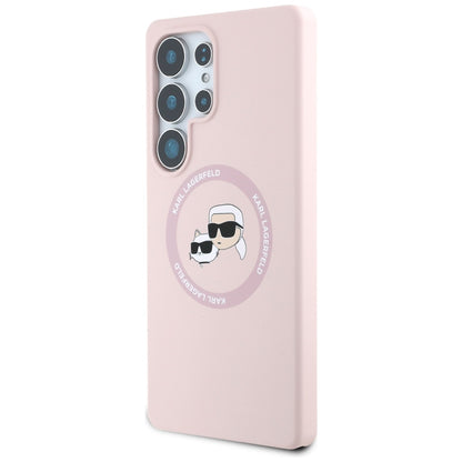 Θήκη MagSafe για Samsung Galaxy S25 Ultra S938, Karl Lagerfeld, Silicone Double Heads, Ροζ