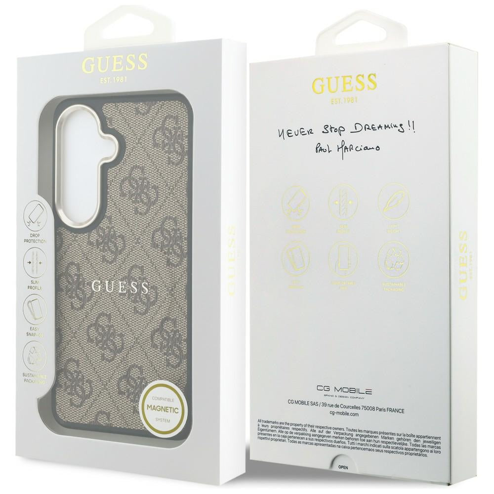 Θήκη MagSafe για Samsung Galaxy S26 S942, Guess, 4G Embossed Ring, Καφέ