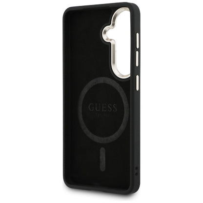 Θήκη MagSafe για Samsung Galaxy S26 S942, Guess, 4G Embossed Ring, Μαύρη
