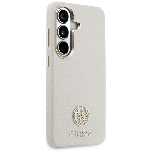 Θήκη MagSafe για Samsung Galaxy S26 S942, Guess, Rhinestone Round Logo, Μπεζ