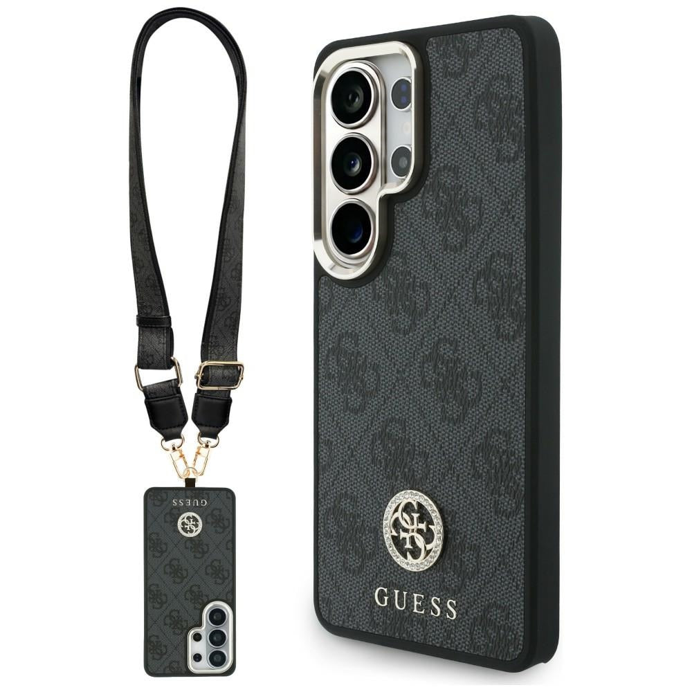 Θήκη MagSafe για Samsung Galaxy S26 Ultra S948, GUESS, 4G Big Rhinestone Triangle Strap, Μαύρη