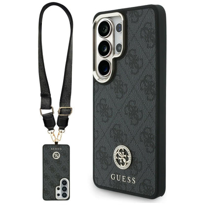 Θήκη MagSafe για Samsung Galaxy S26 Ultra S948, GUESS, 4G Big Rhinestone Triangle Strap, Μαύρη