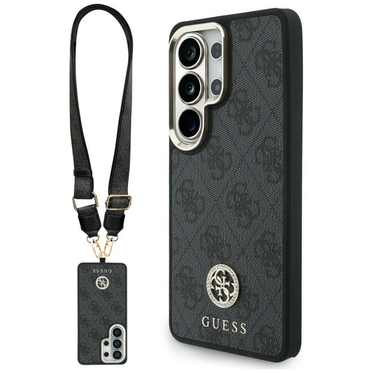 Θήκη MagSafe για Samsung Galaxy S26 Ultra S948, GUESS, 4G Big Rhinestone Triangle Strap, Μαύρη