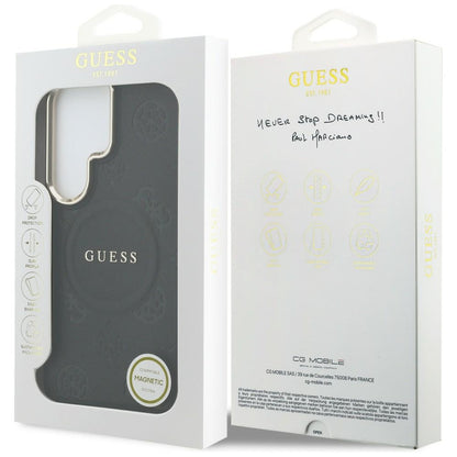 Θήκη MagSafe για Samsung Galaxy S26 Ultra S948, GUESS, Saffiano Peony Embossed Ring, Μαύρη