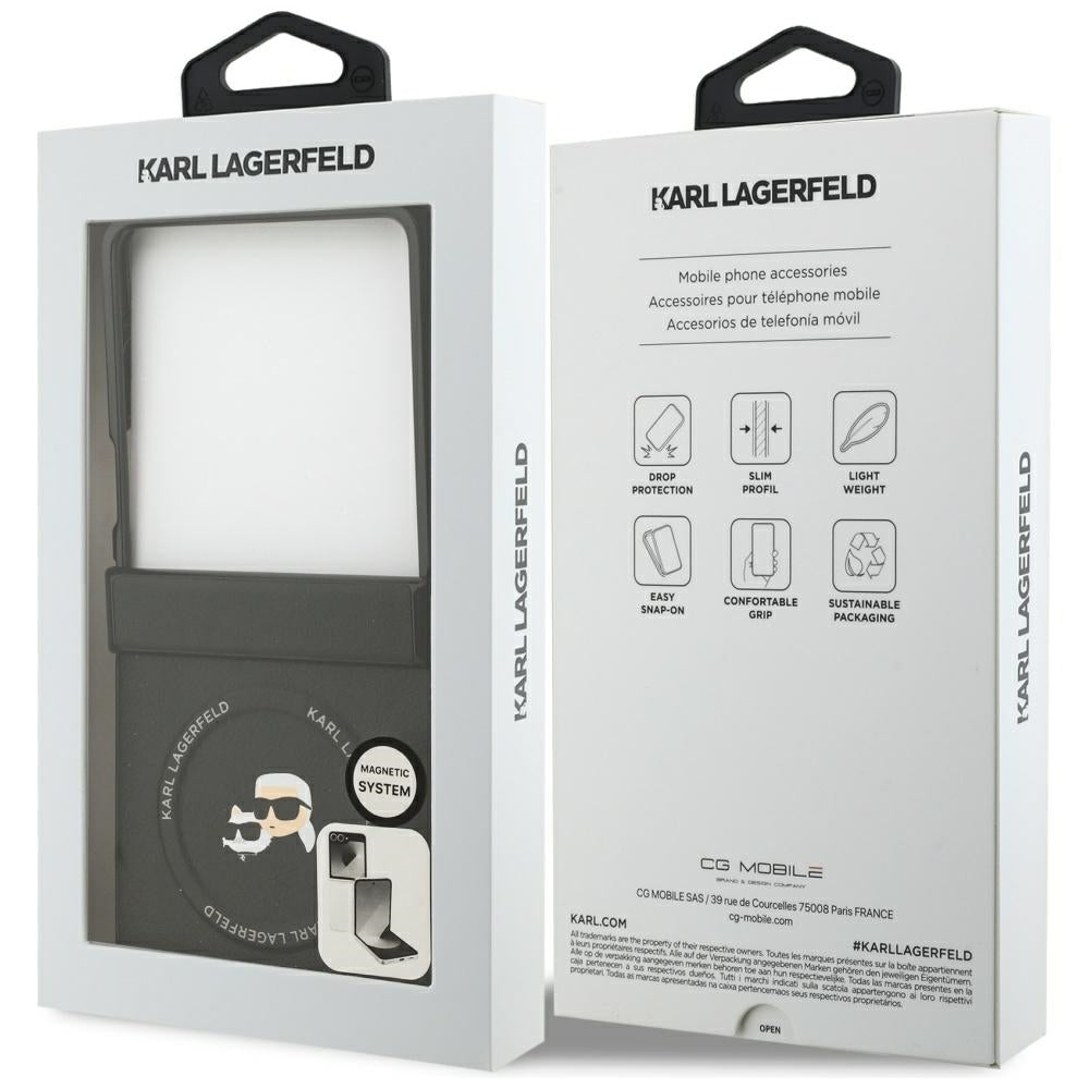 Θήκη MagSafe για Samsung Galaxy Z Flip7 F766, Karl Lagerfeld, Karl & Choupette Pins, Μαύρη