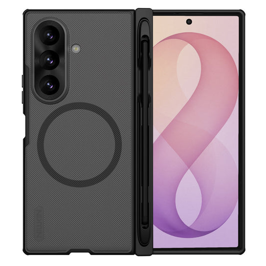 Θήκη MagSafe για Samsung Galaxy Z Fold8 Ultra F976, Nillkin, Super Frosted Shield με Θήκη για Στυλό, Μαύρη Διαφανής