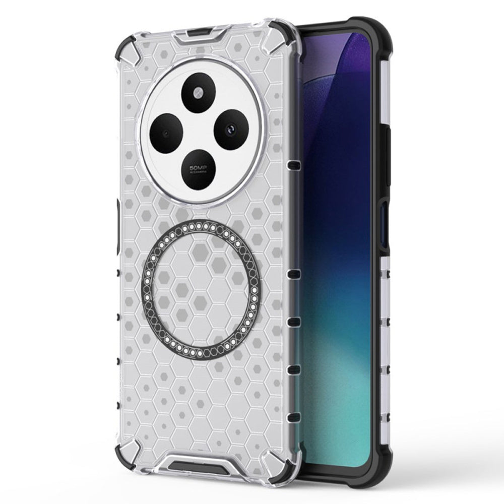 MagSafe Case for Xiaomi Poco C75 / Redmi 14C, Techsuit, HoneyComb Shield, White
