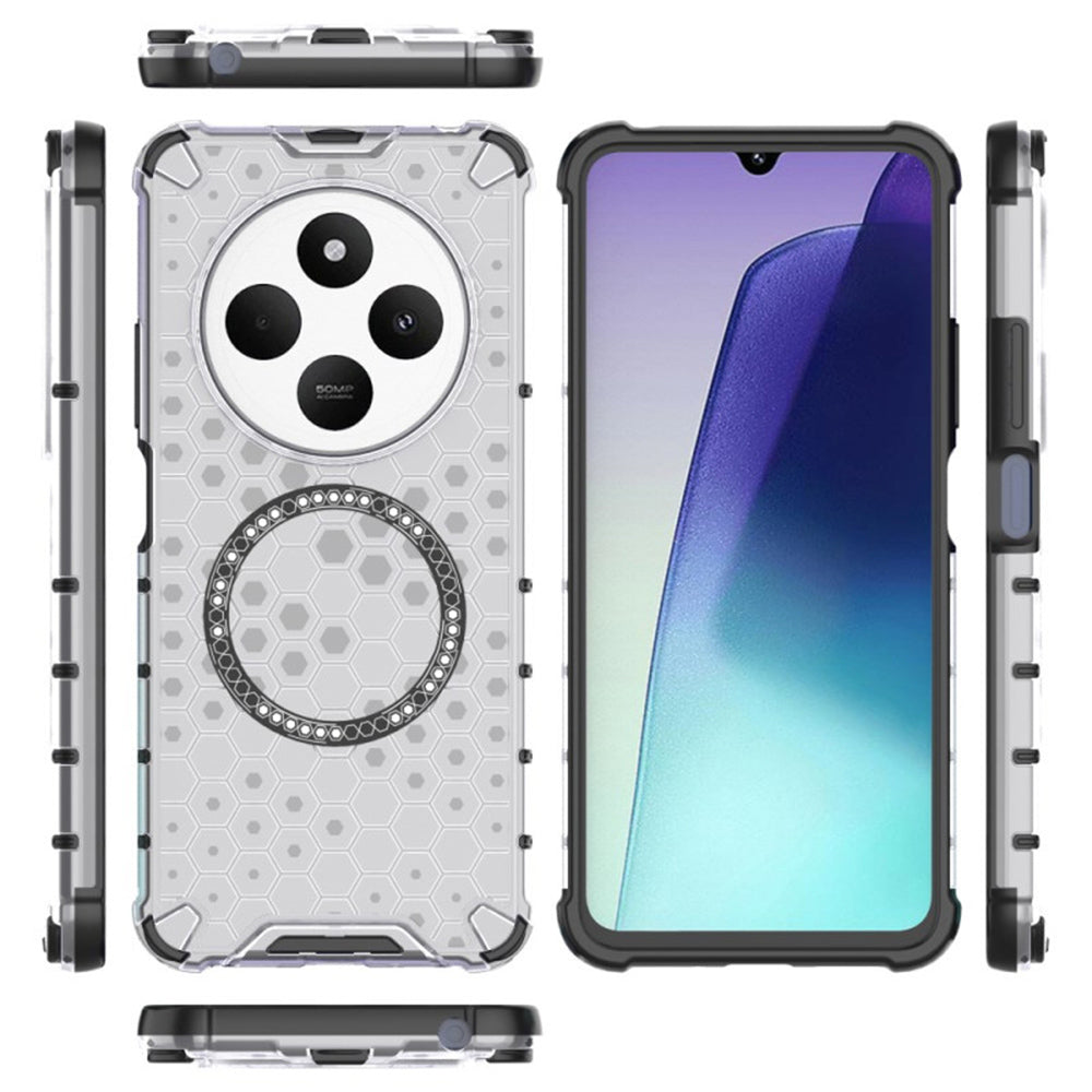 MagSafe Case for Xiaomi Poco C75 / Redmi 14C, Techsuit, HoneyComb Shield, White