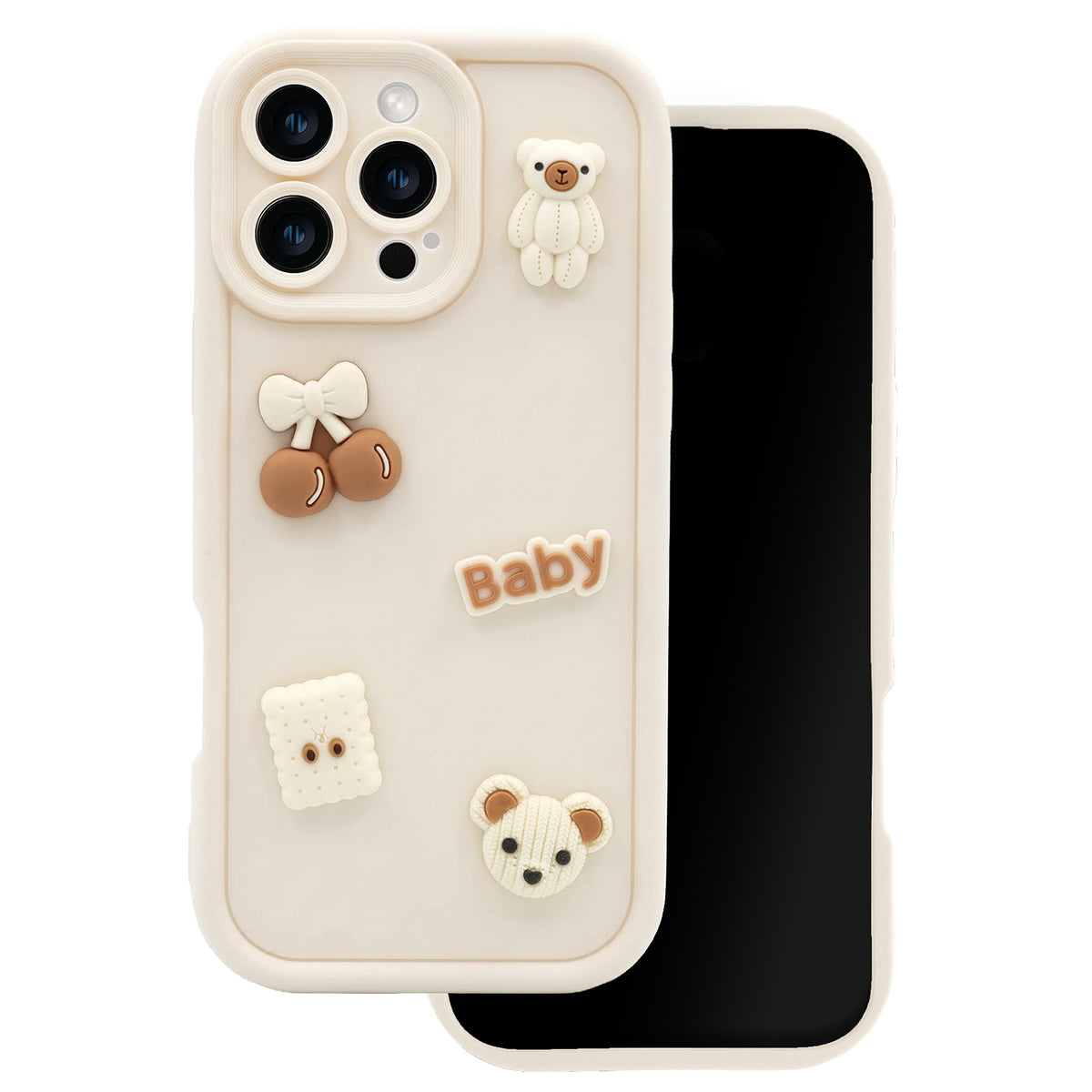 Case for Apple iPhone 17 Pro, OEM, Ultra Trendy 3D Bear, Beige