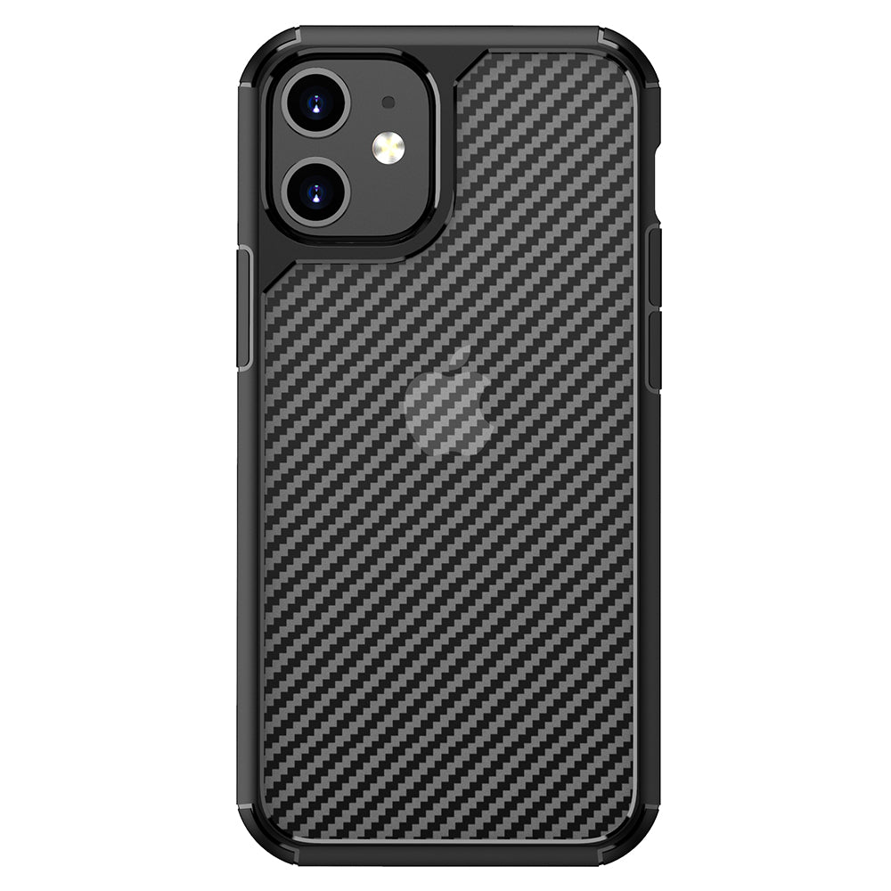 Case for Apple iPhone 12 / 12 Pro, Techsuit, CarbonFuse, Black