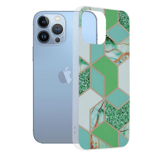 Θήκη για Apple iPhone 13 Pro Max, Techsuit, Marble, Πράσινο