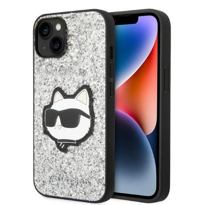 Case for Apple iPhone 14, Karl Lagerfeld, Glitter Choupette Patch, Silver
