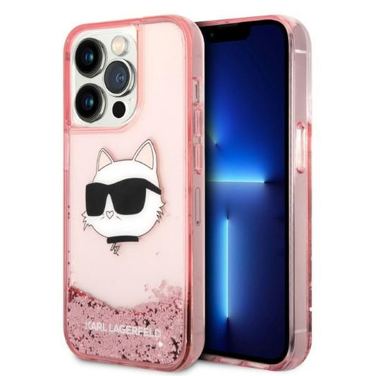 Θήκη για Apple iPhone 14 Pro, Karl Lagerfeld, Glitter Choupette's Head, Ροζ