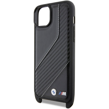 Case for Apple iPhone 15 Plus, BMW, M Edition Carbon Stripe & Strap, Black