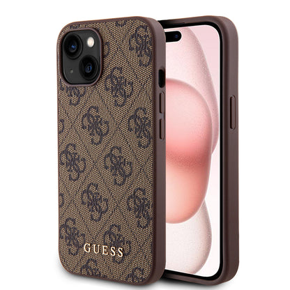 Θήκη για Apple iPhone 15 Plus, Guess, 4G Metal Gold Logo, Καφέ