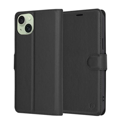 Case for Apple iPhone 15 Plus, Techsuit, Leather Folio, Black
