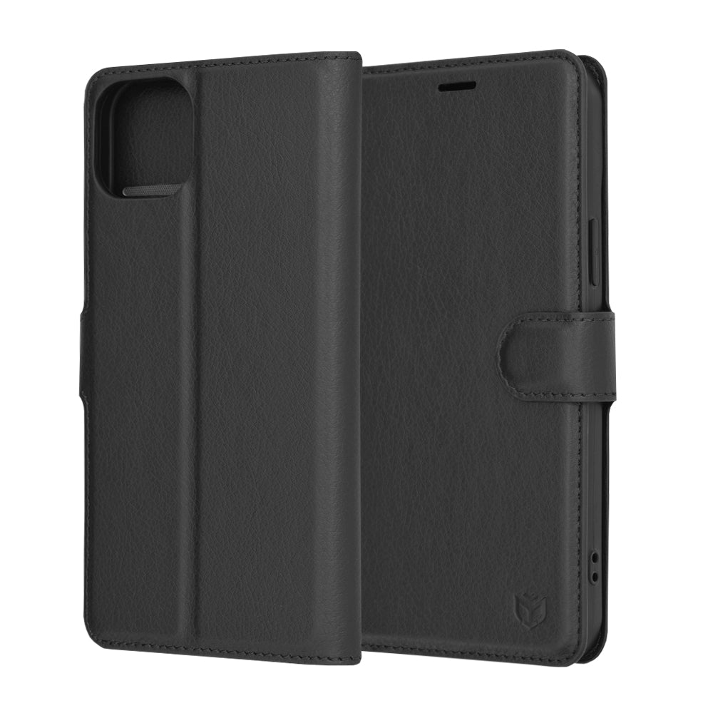 Case for Apple iPhone 15 Plus, Techsuit, Leather Folio, Black