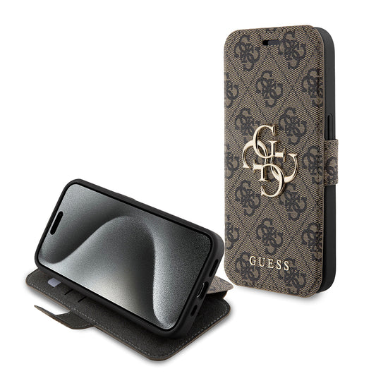Θήκη για Apple iPhone 15 Pro, Guess, 4G Book, Καφέ