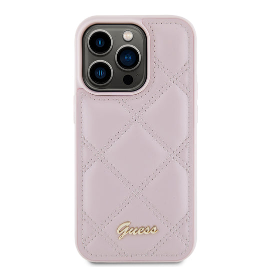 Θήκη για Apple iPhone 15 Pro, Guess, Quilted Metal Logo, Ροζ