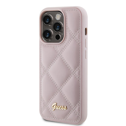Θήκη για Apple iPhone 15 Pro, Guess, Quilted Metal Logo, Ροζ