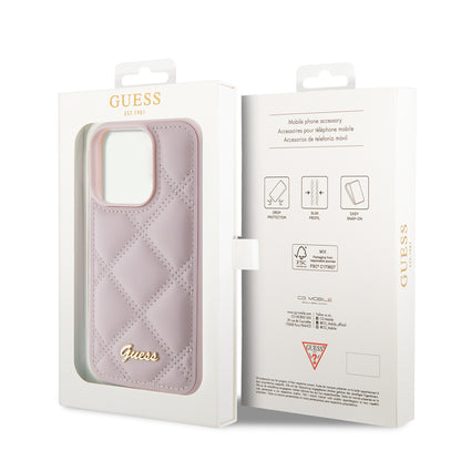Θήκη για Apple iPhone 15 Pro, Guess, Quilted Metal Logo, Ροζ