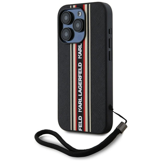 Θήκη για Apple iPhone 15 Pro, Karl Lagerfeld, Saffiano Athleisure Stripes with Strap, Rosie