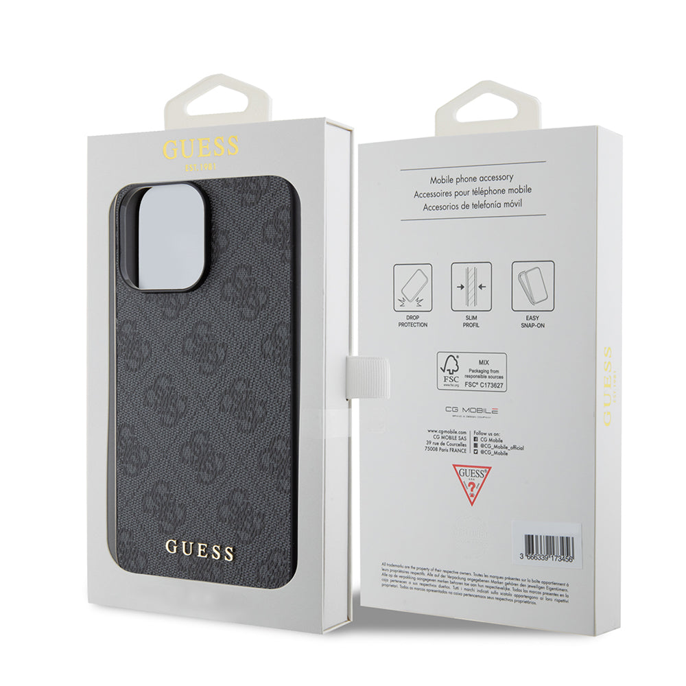 Θήκη για Apple iPhone 15 Pro Max, Guess, 4G Metal Gold Logo, Γκρι